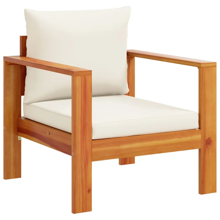 Salon de jardin avec coussins 5 pcs Bois d'acacia solide - 3