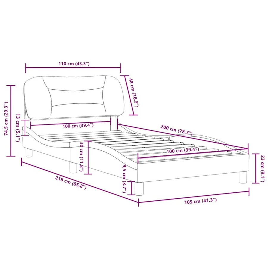 Cadre de lit sans matelas Hvar gris clair 100x200 cm tissu - 12