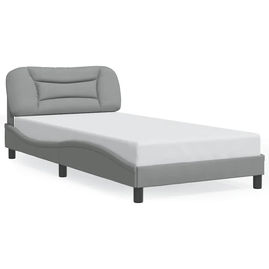 Cadre de lit sans matelas Hvar gris clair 100x200 cm tissu - 2