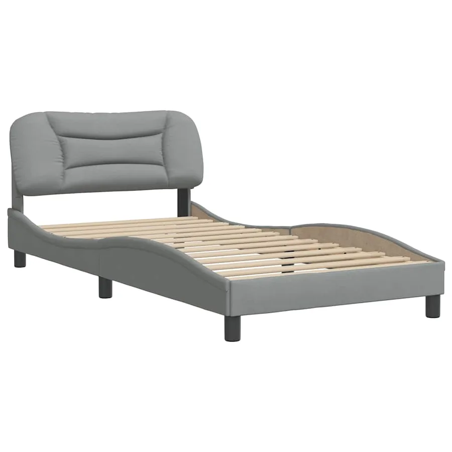 Cadre de lit sans matelas Hvar gris clair 100x200 cm tissu - 3