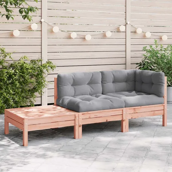Canapé de jardin et coussins repose-pied bois massif douglas
