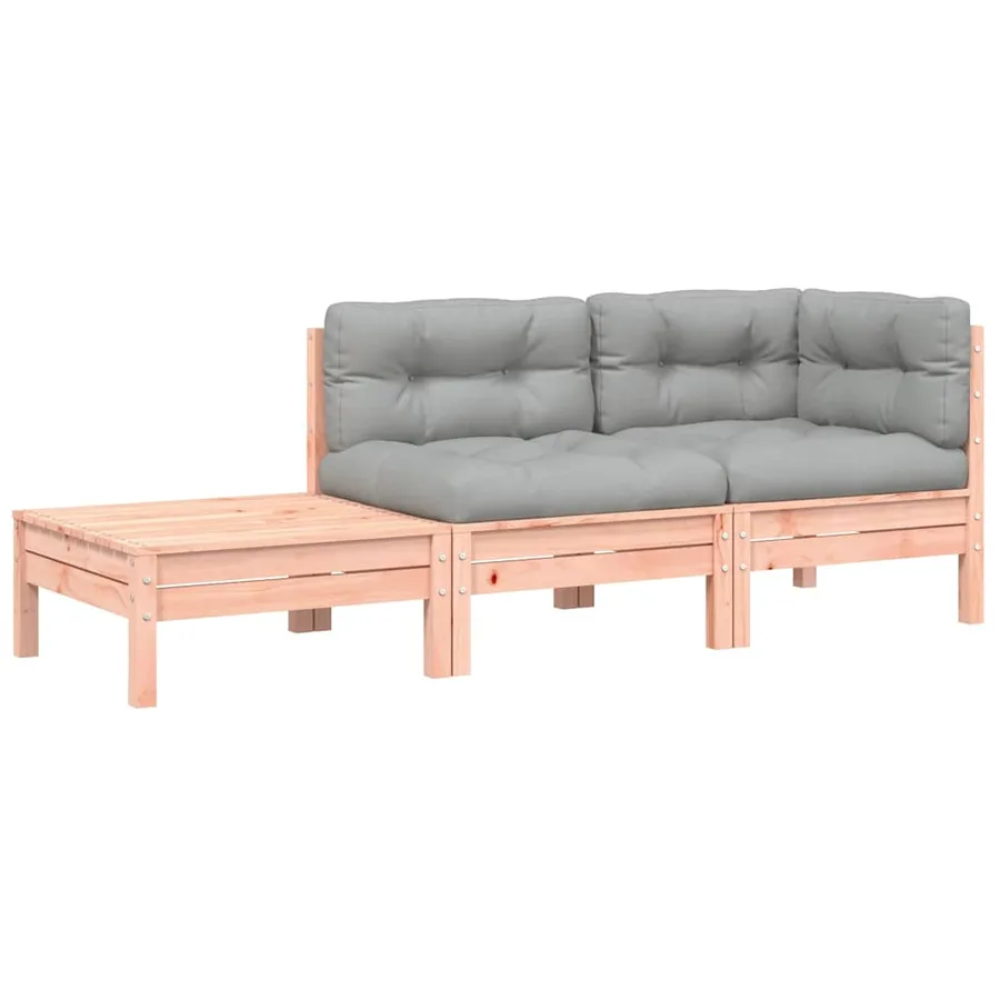 Canapé de jardin et coussins repose-pied bois massif douglas - 2