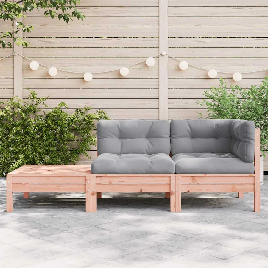 Canapé de jardin et coussins repose-pied bois massif douglas - 3