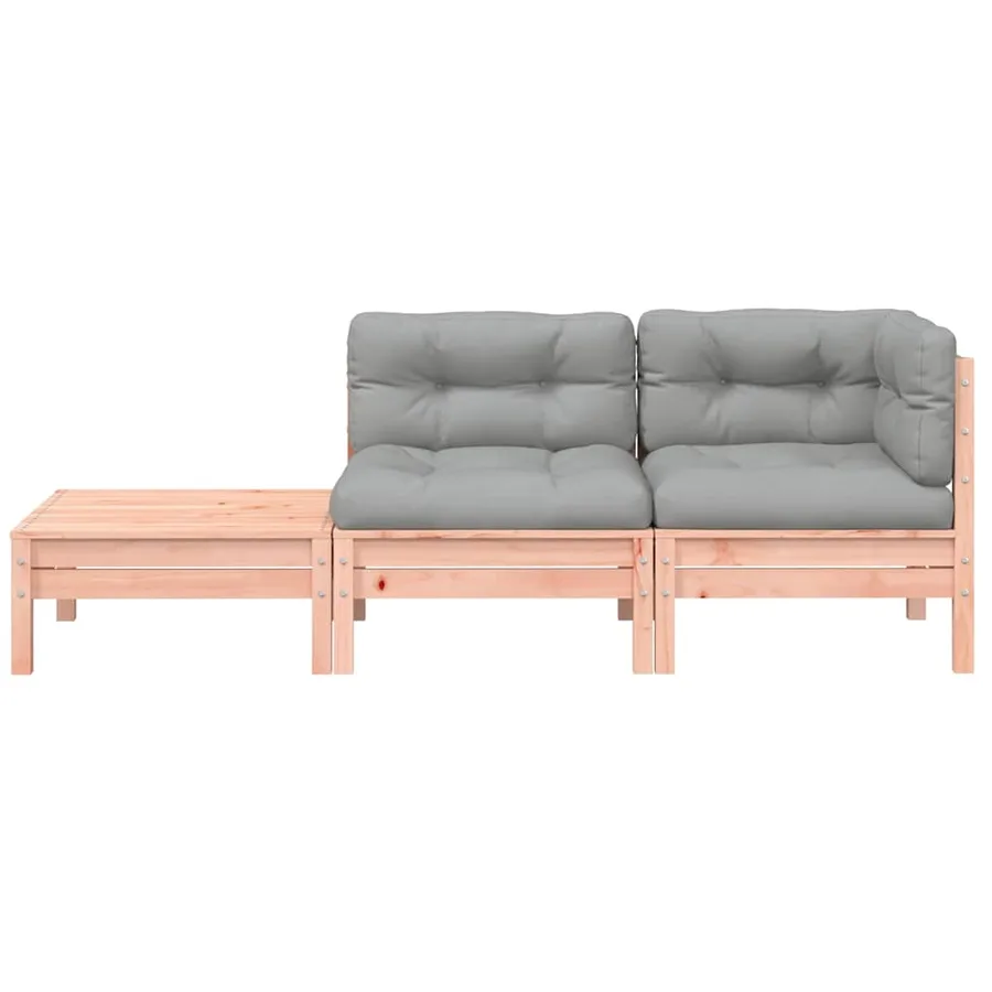Canapé de jardin et coussins repose-pied bois massif douglas - 5