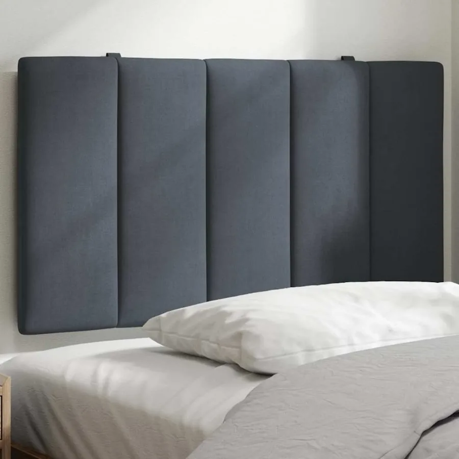 Coussin de tête de lit Hanko gris foncé 80 cm velours