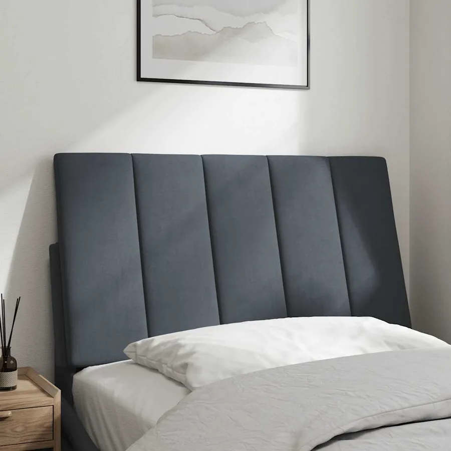 Coussin de tête de lit Hanko gris foncé 80 cm velours - 3