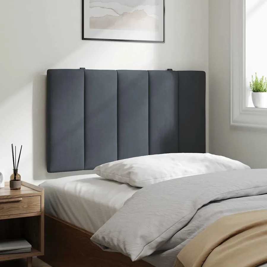 Coussin de tête de lit Hanko gris foncé 80 cm velours - 4