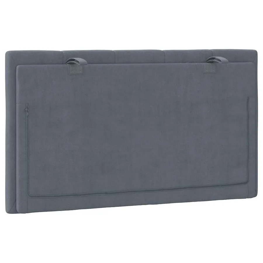 Coussin de tête de lit Hanko gris foncé 80 cm velours - 7