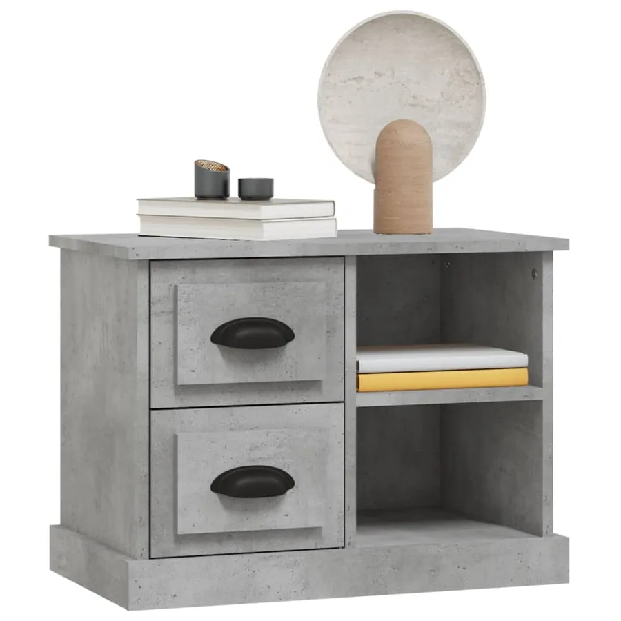 Table de chevet gris béton 60x35,5x45 cm - 4