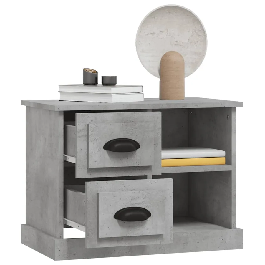 Table de chevet gris béton 60x35,5x45 cm - 5