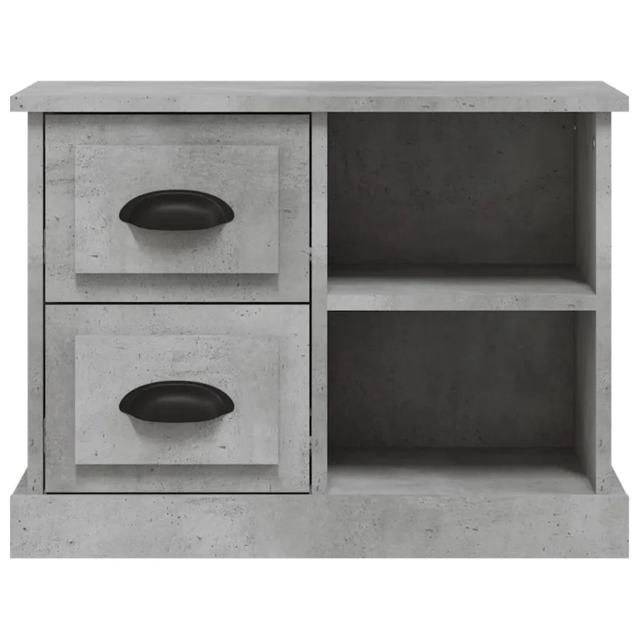 Table de chevet gris béton 60x35,5x45 cm - 7
