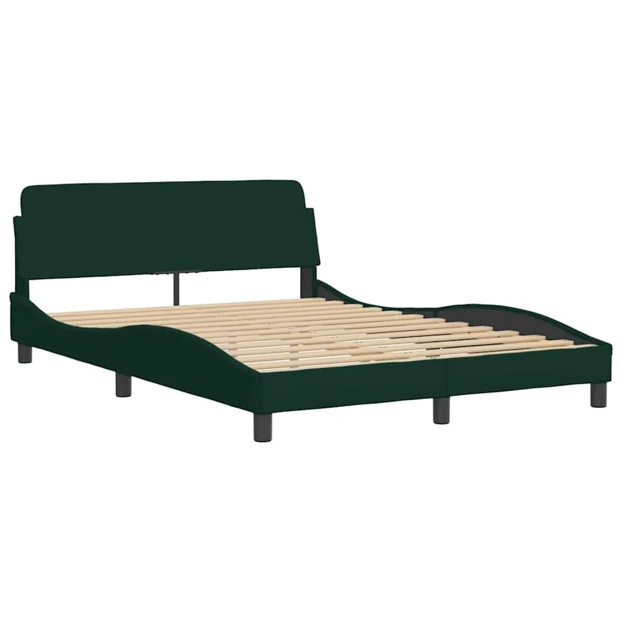 Lit avec matelas Hanko vert foncé 140x200 cm velours - 4