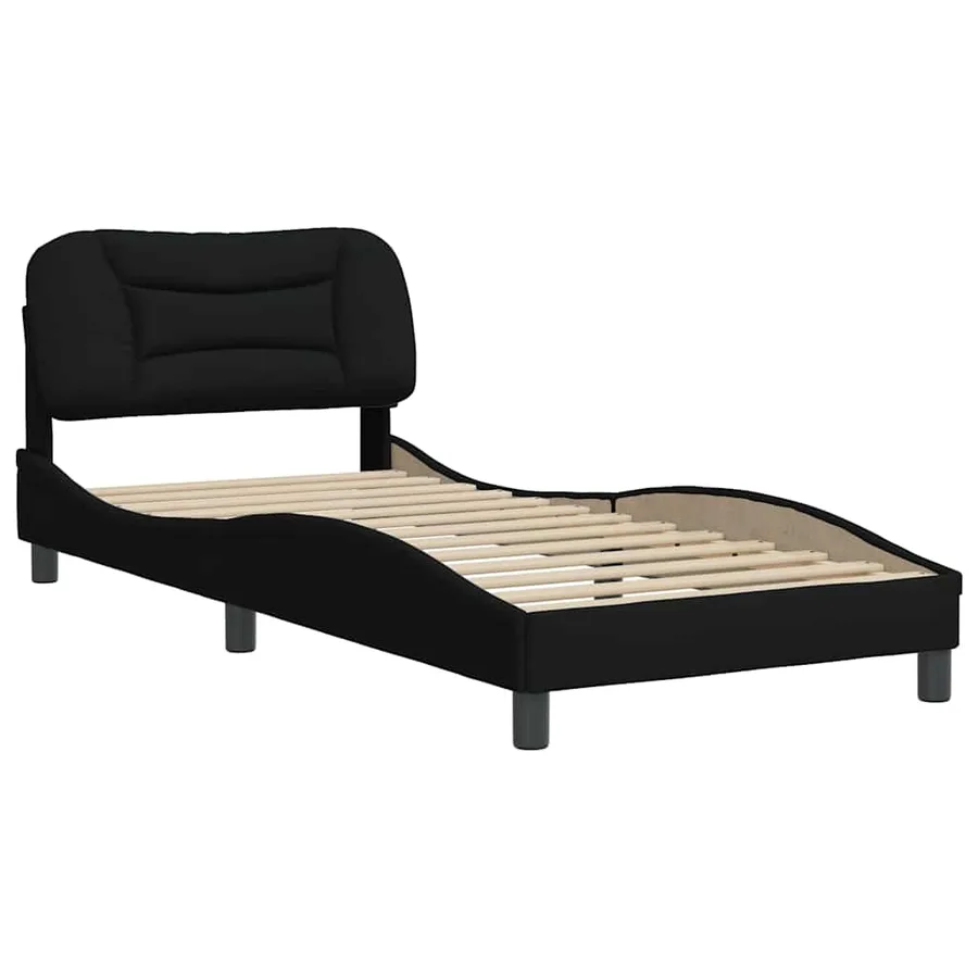 Cadre de lit sans matelas Hvar noir 80x200 cm tissu - 3