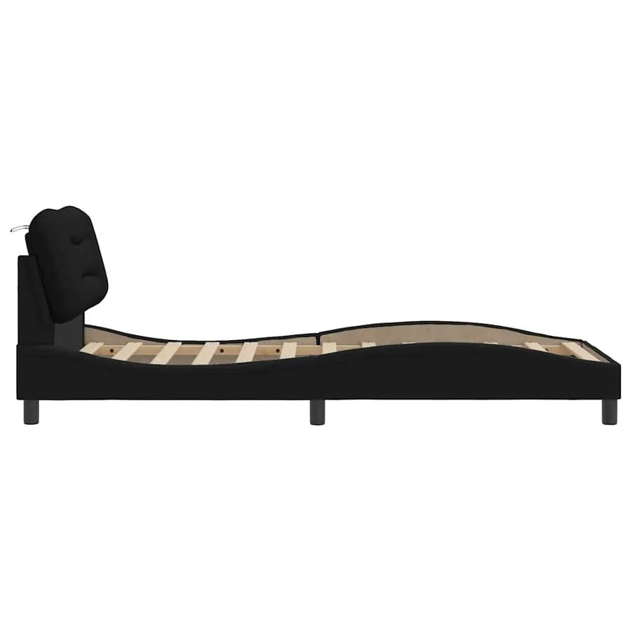 Cadre de lit sans matelas Hvar noir 80x200 cm tissu - 5