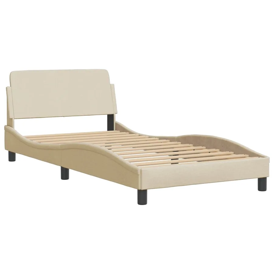 Lit avec matelas Hvar crème 100x200 cm tissu - 4