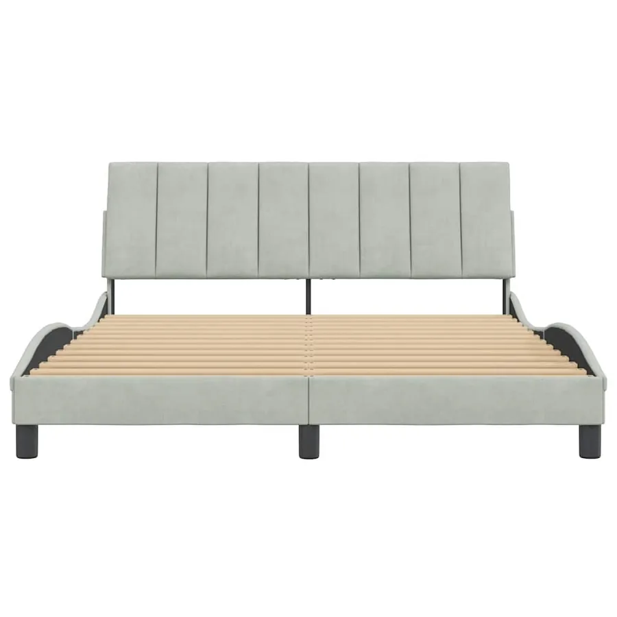 Cadre de lit sans matelas Hanko gris clair 160x200 cm velours - 5