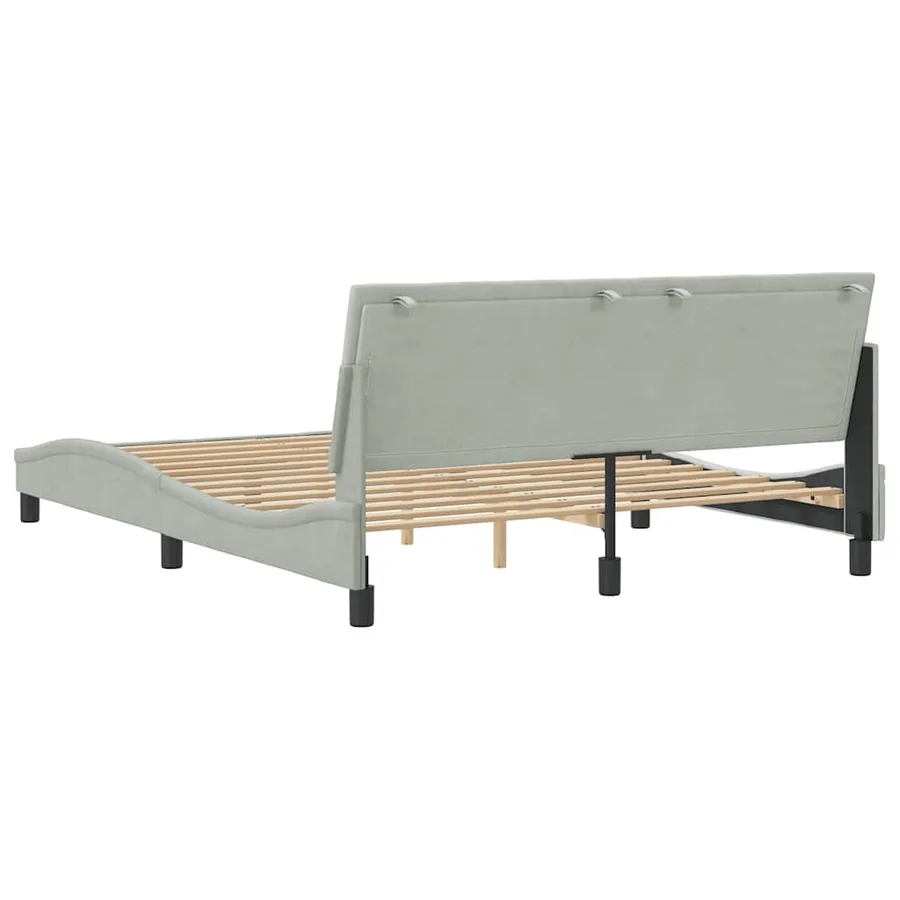 Cadre de lit sans matelas Hanko gris clair 160x200 cm velours - 7