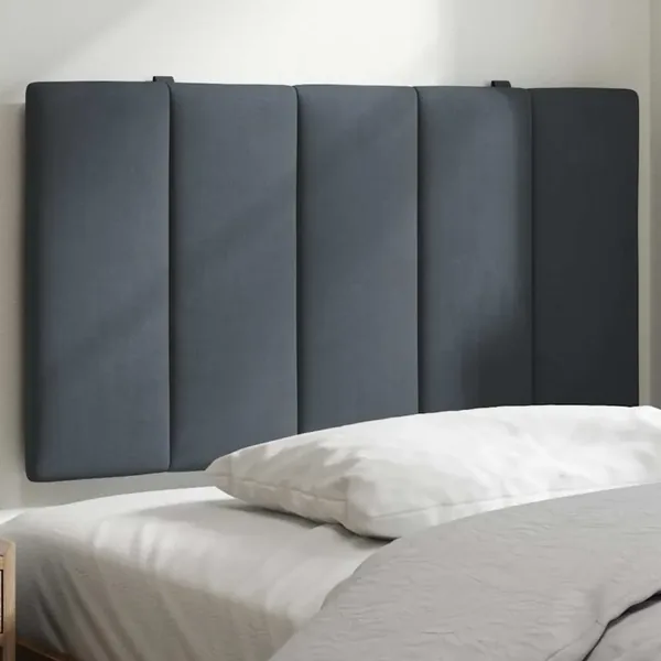 Coussin de tête de lit Hanko gris foncé 90 cm velours