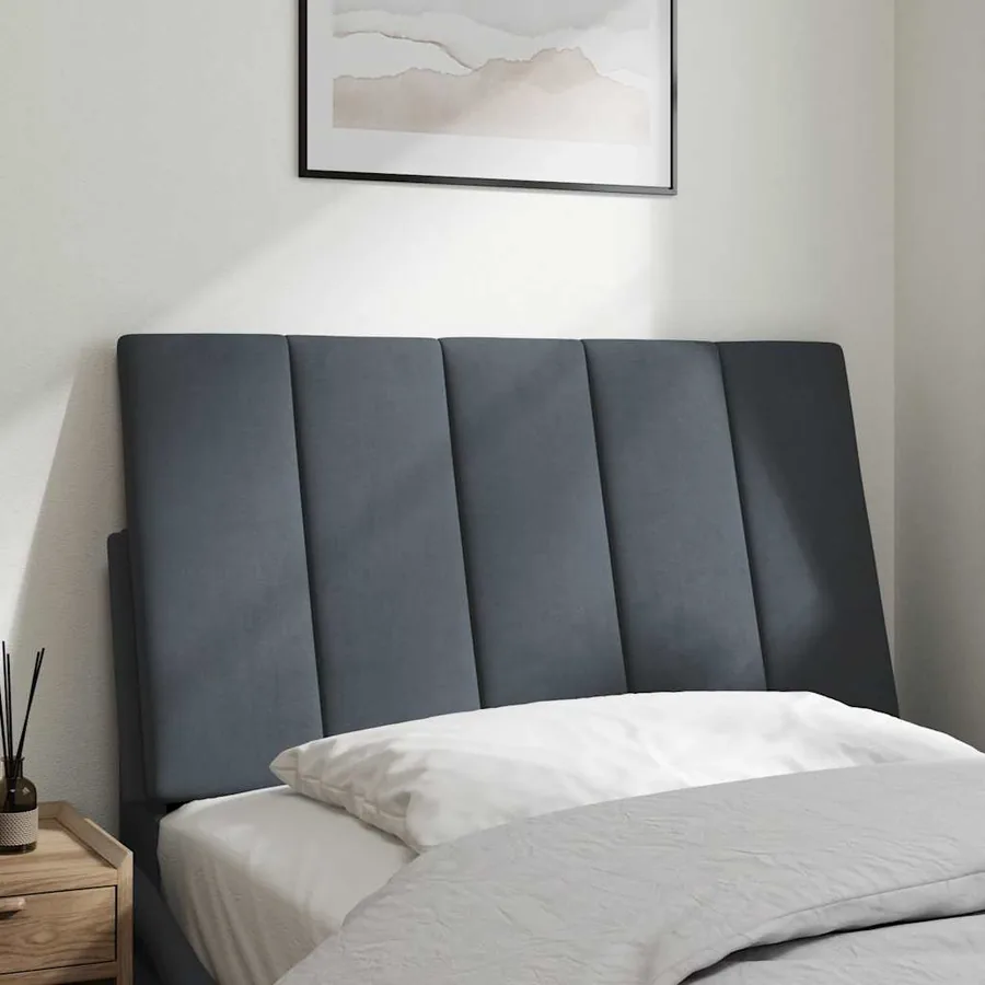 Coussin de tête de lit Hanko gris foncé 90 cm velours - 3