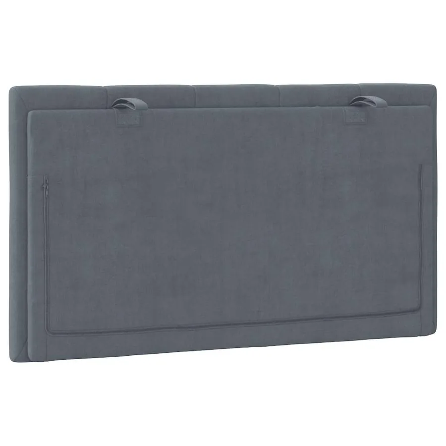 Coussin de tête de lit Hanko gris foncé 90 cm velours - 7