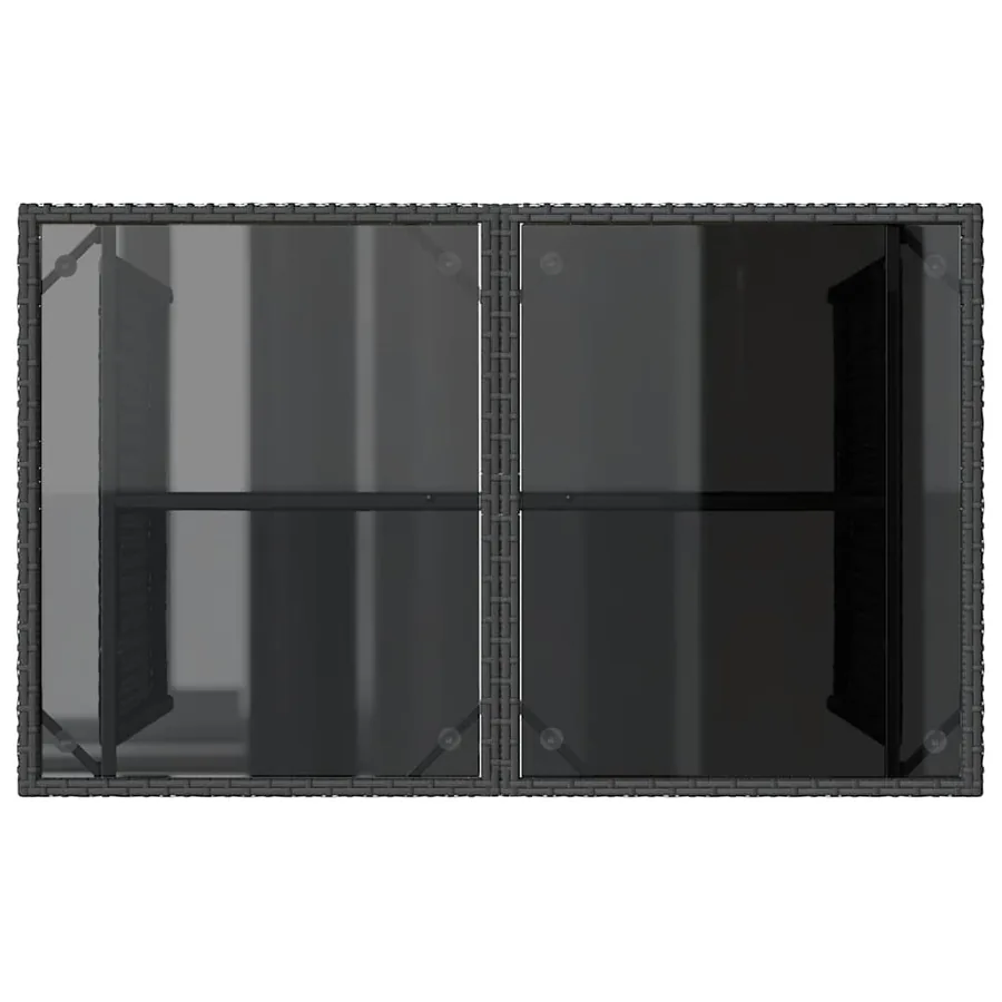 Table de jardin avec dessus en verre noir 110x68x70 poly rotin - 7