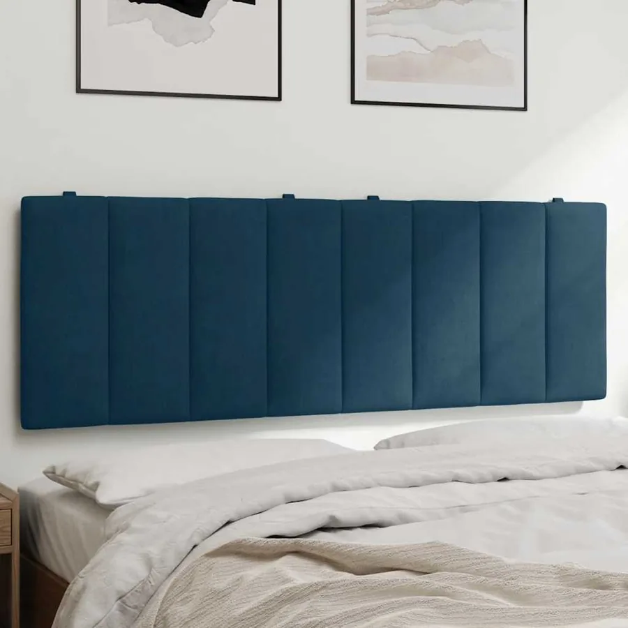 Coussin de tête de lit Hanko bleu 140 cm velours