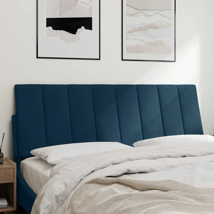 Coussin de tête de lit Hanko bleu 140 cm velours - 3
