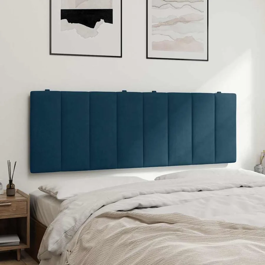 Coussin de tête de lit Hanko bleu 140 cm velours - 4