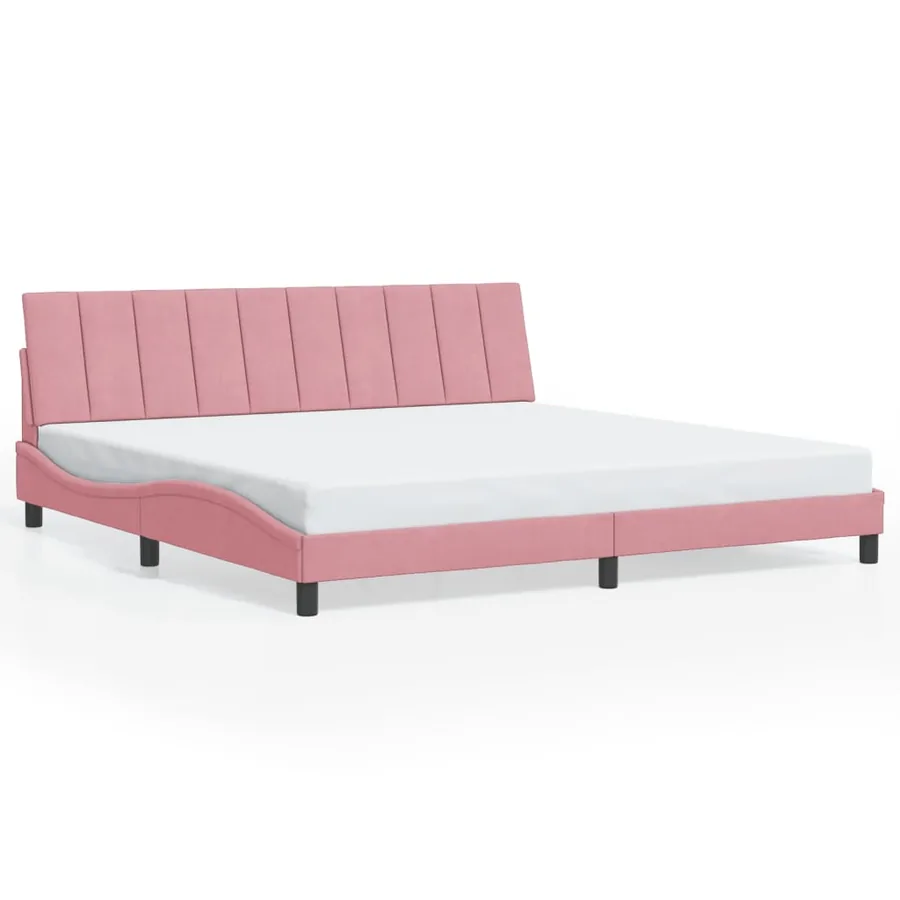 Cadre de lit avec LED sans matelas Hanko rose 200x200 cm velours - 5