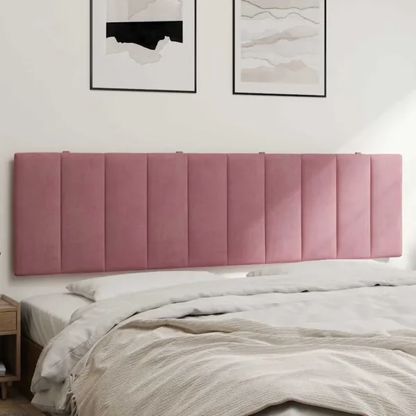 Coussin de tête de lit Hanko rose 180 cm velours