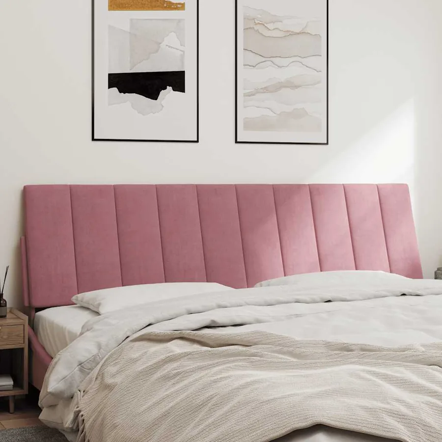 Coussin de tête de lit Hanko rose 180 cm velours - 3