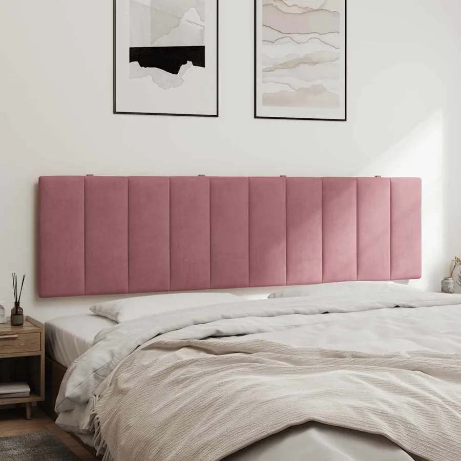 Coussin de tête de lit Hanko rose 180 cm velours - 4