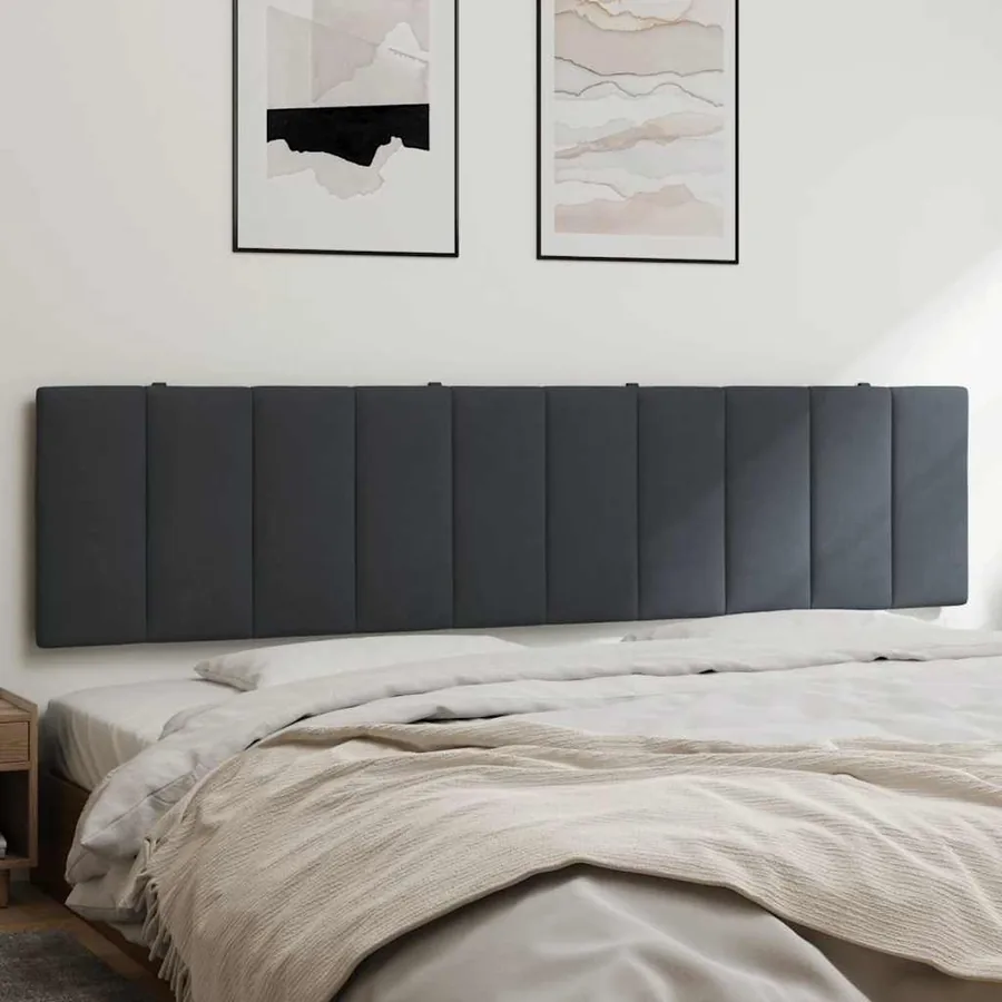 Coussin de tête de lit Hanko gris foncé 200 cm velours