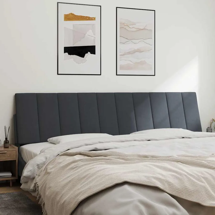 Coussin de tête de lit Hanko gris foncé 200 cm velours - 3