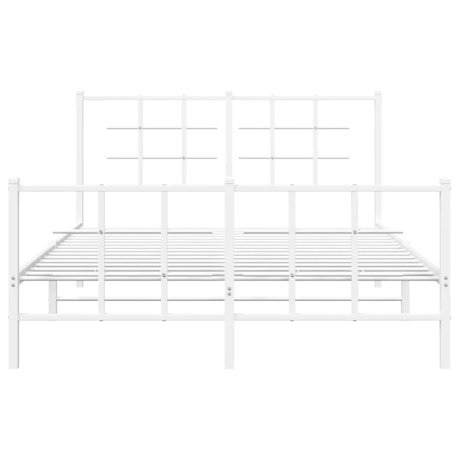 Cadre de lit métal sans matelas et pied de lit blanc 140x190 cm - 5