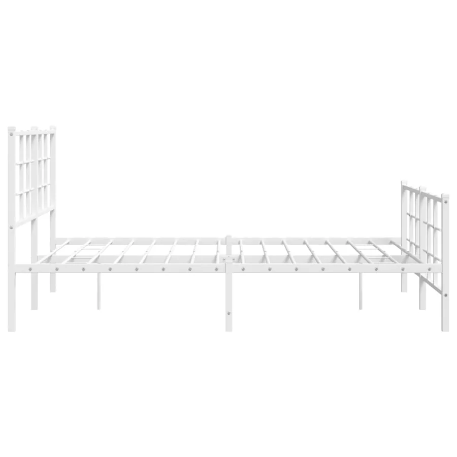 Cadre de lit métal sans matelas et pied de lit blanc 140x190 cm - 6