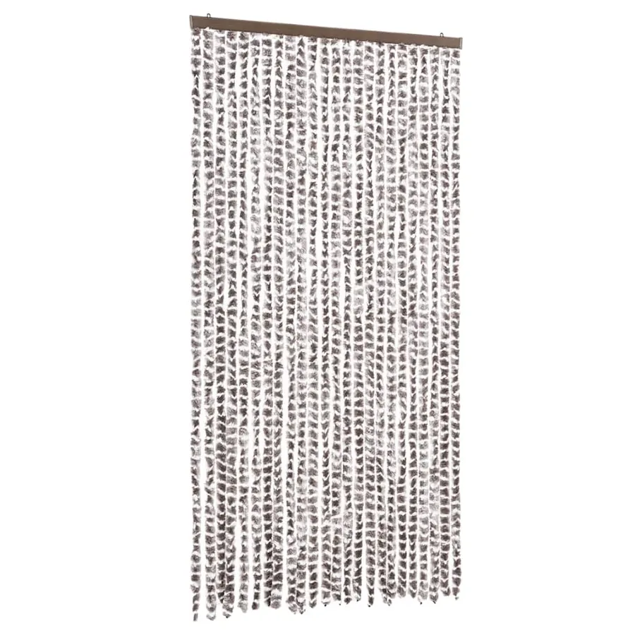 Rideau anti-mouches taupe et blanc 100x230 cm chenille - 2