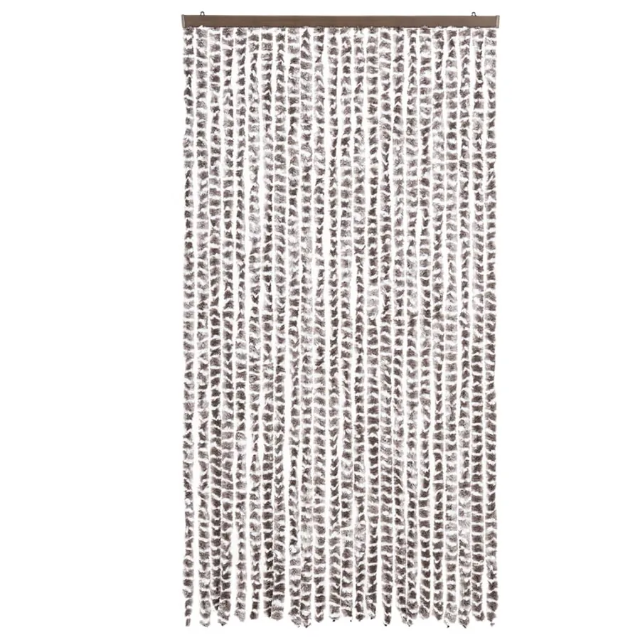 Rideau anti-mouches taupe et blanc 100x230 cm chenille - 3