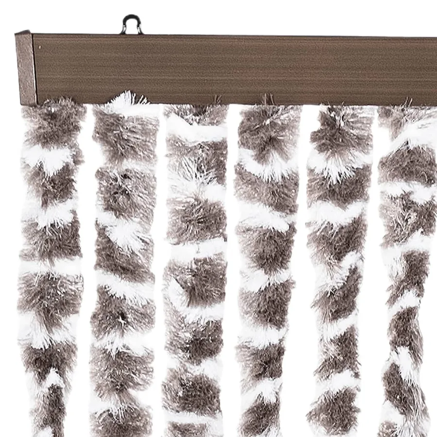 Rideau anti-mouches taupe et blanc 100x230 cm chenille - 4