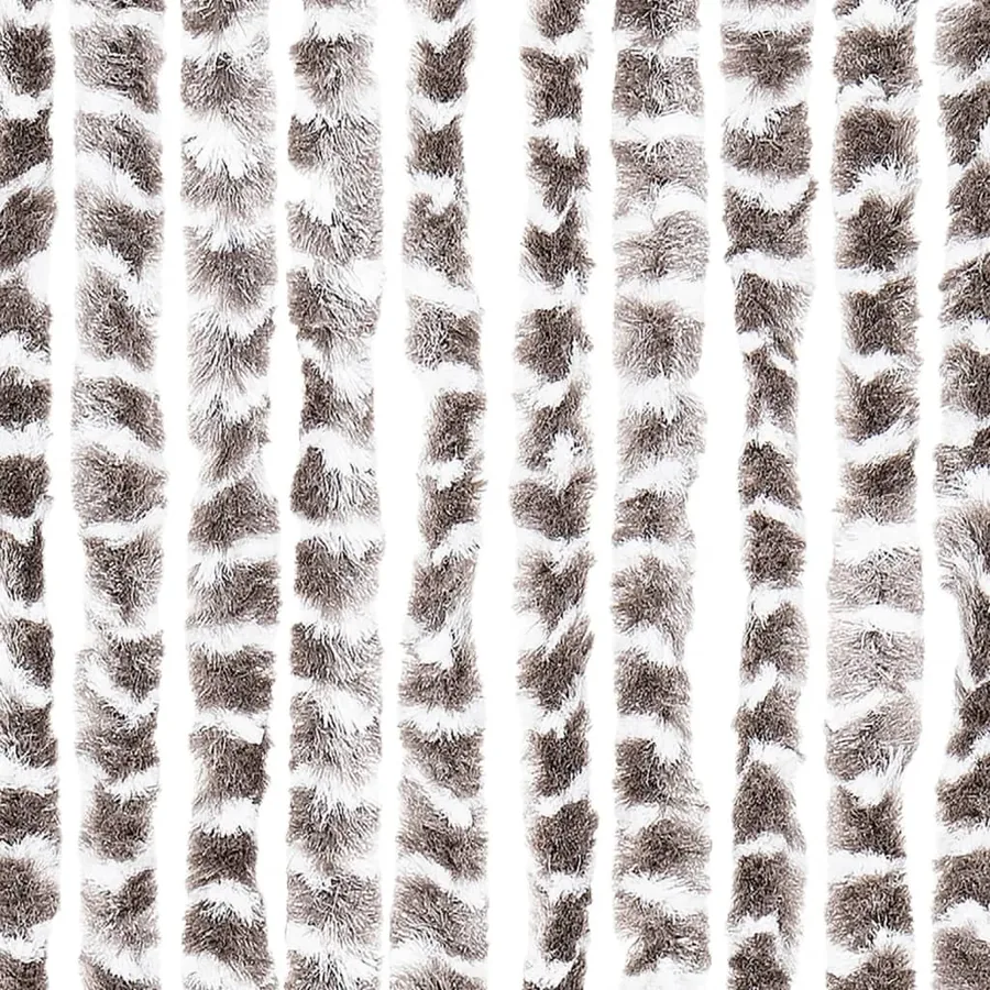 Rideau anti-mouches taupe et blanc 100x230 cm chenille - 5
