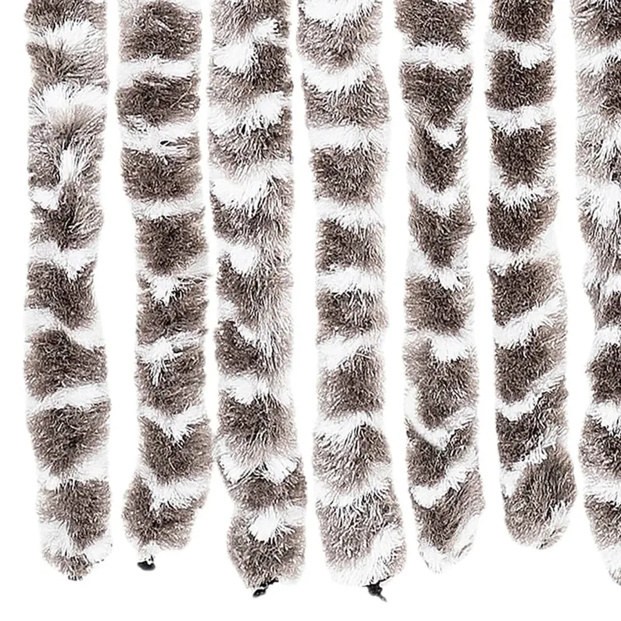 Rideau anti-mouches taupe et blanc 100x230 cm chenille - 6