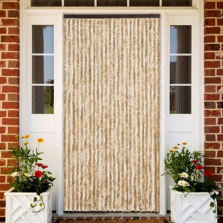 Rideau anti-mouches beige 100x200 cm chenille