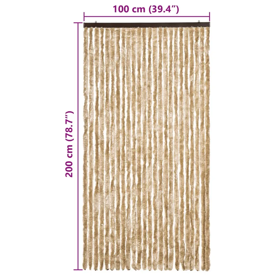 Rideau anti-mouches beige 100x200 cm chenille - 7
