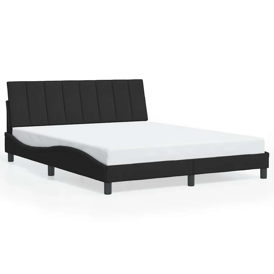 Cadre de lit sans matelas Hanko noir 160x200 cm velours - 2
