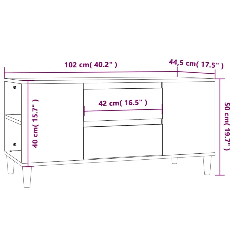 Meuble TV Chêne marron 102x44,5x50 cm Bois d'ingénierie - 10