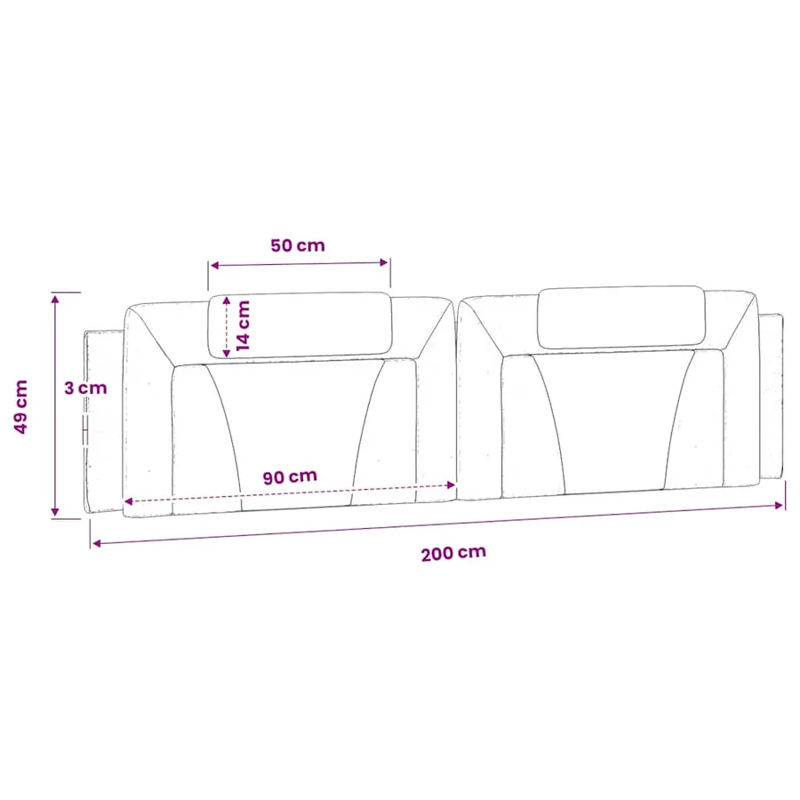 Coussin de tête de lit Viana cappuccino 200 cm similicuir - 10