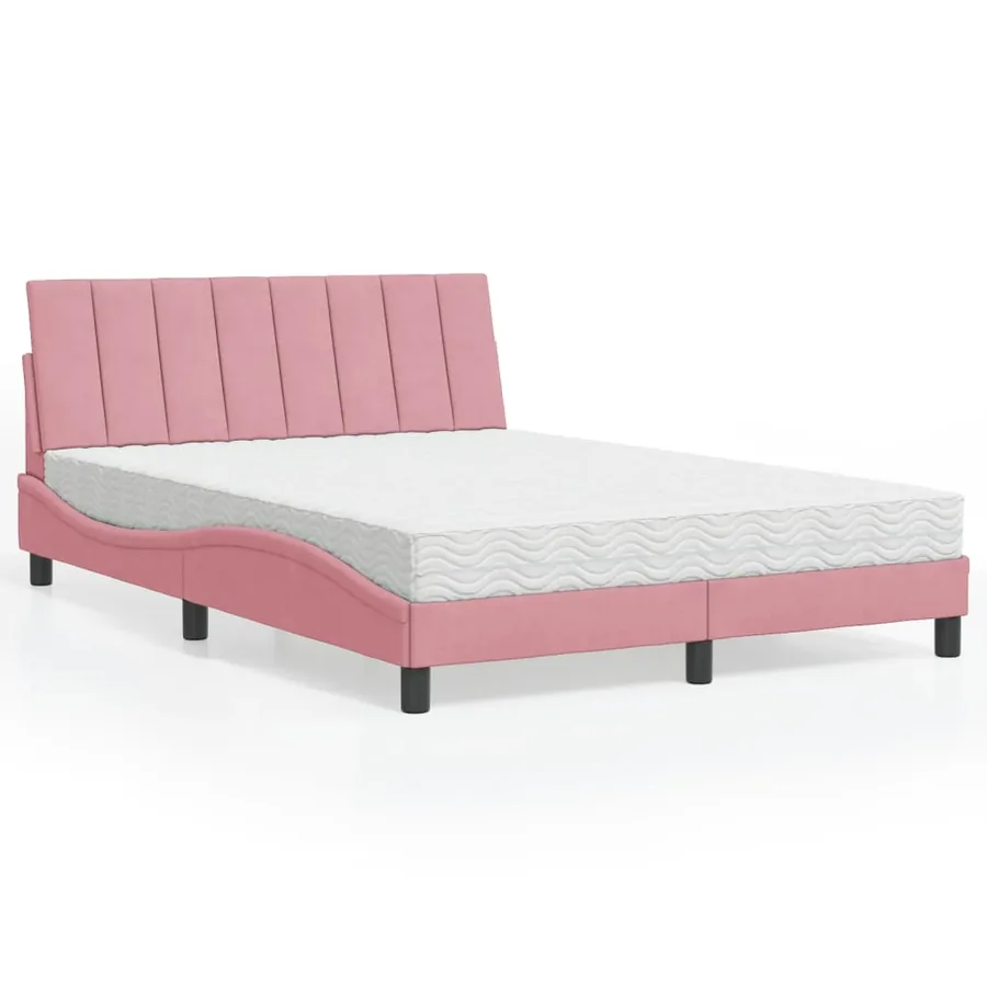 Lit avec matelas Hanko rose 120x200 cm velours