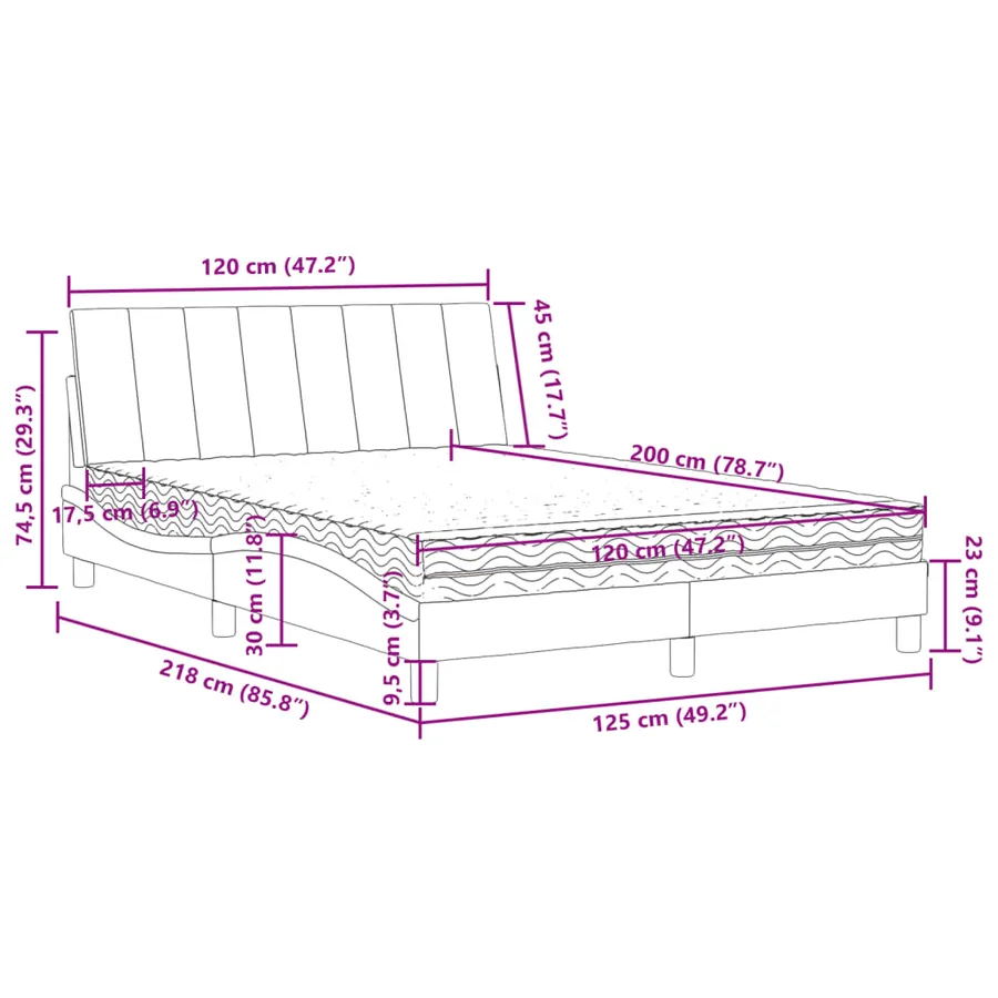 Lit avec matelas Hanko rose 120x200 cm velours - 11