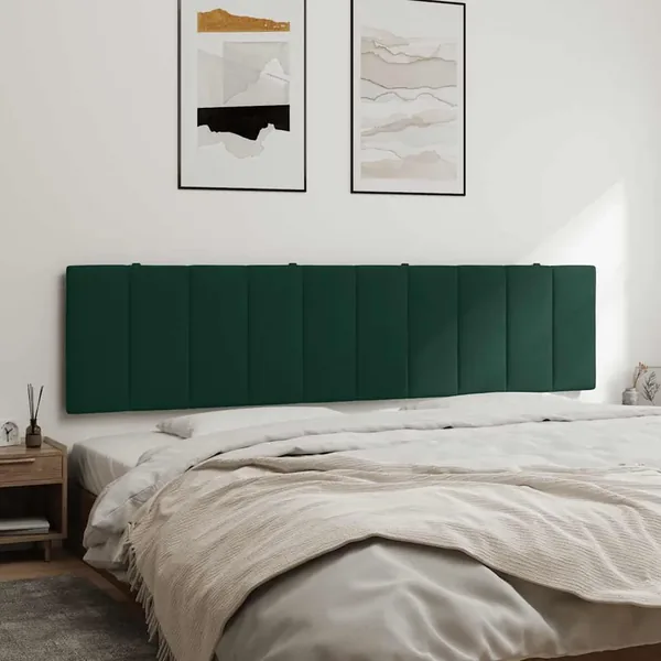 Coussin de tête de lit Hanko vert foncé 200 cm velours