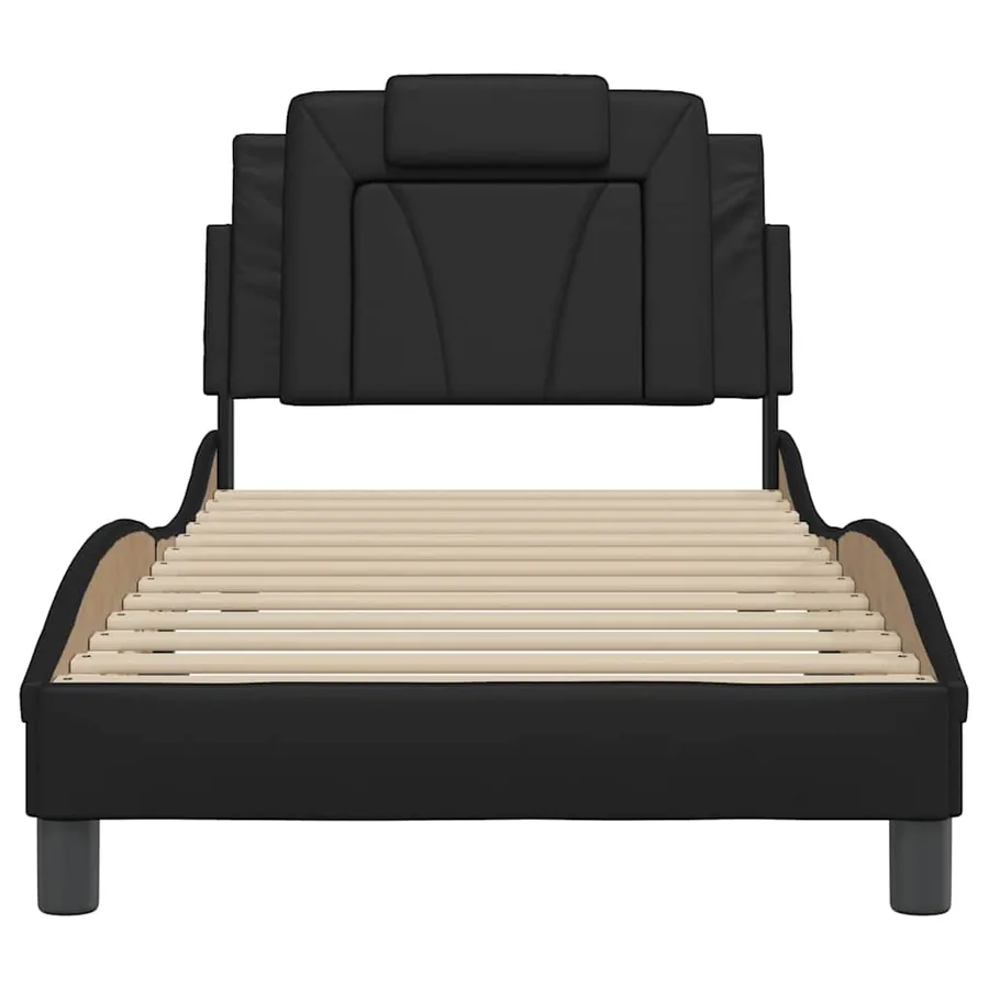 Cadre de lit Viana sans matelas noir 80x200 cm similicuir - 4